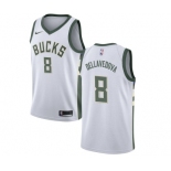 Men's Nike Milwaukee Bucks #8 Matthew Dellavedova Authentic White Home NBA Jersey - Association Edition