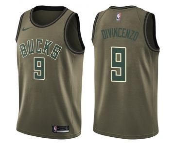 Men's Nike Milwaukee Bucks #9 Donte DiVincenzo Swingman Green Salute to Service NBA Jersey