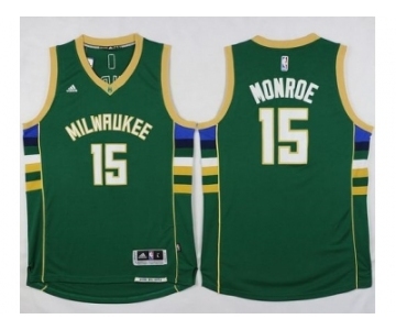 NBA Men Milwaukee Bucks #15 Greg Monroe Green Stitched Jersey
