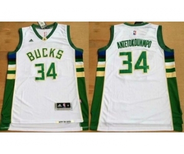 NBA Men Milwaukee Bucks #34 Giannis Antetokounmpo White Revolution 30 Stitched jersey